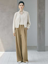 High Waist Pleated Wide Leg Dress Pants
