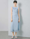 Light Blue Lace Detail Sleeveless Midi Dress