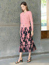 Abstract Brushstroke Print Fishtail Midi Skirt