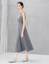 Bow Embroidery Sleeveless Midi Dress