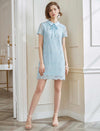 Lace Peter Pan Collar Cropped A-Line Dress