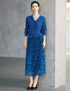 Abstract Print Pleated A-Line Midi Skirt