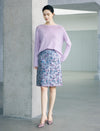 High Waist Floral Jacquard A Line Midi Skirt