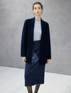 Wool Blend Beaded High-Waist Straight Midi Skirt