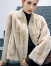 Long-sleeved open-front shearling coat