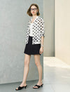 Tencel Linen Blend Polka Dot Sheer Bomber Jacket