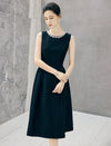 Beaded Round Neck Sleeveless Midi Dress