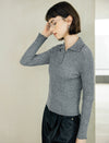 Ribbed Collared Side-Zip Fitted Knit Pullover