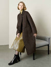 Textured Wool-Alpaca Blend Stand Collar Long Coat