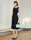 Sleeveless Shimmer Grid A-Line Midi Dress