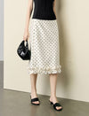 Polka Dot Ruffle Hem Midi Skirt