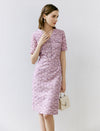 Lilac Floral V-Neck Lace Midi Dress