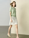 Light Green Sequin-Collar Short Sleeve Cardigan