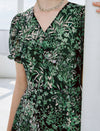 Romantic V-Neck Floral Chiffon Midi Dress