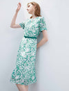 Round Neck Floral Silk Dress