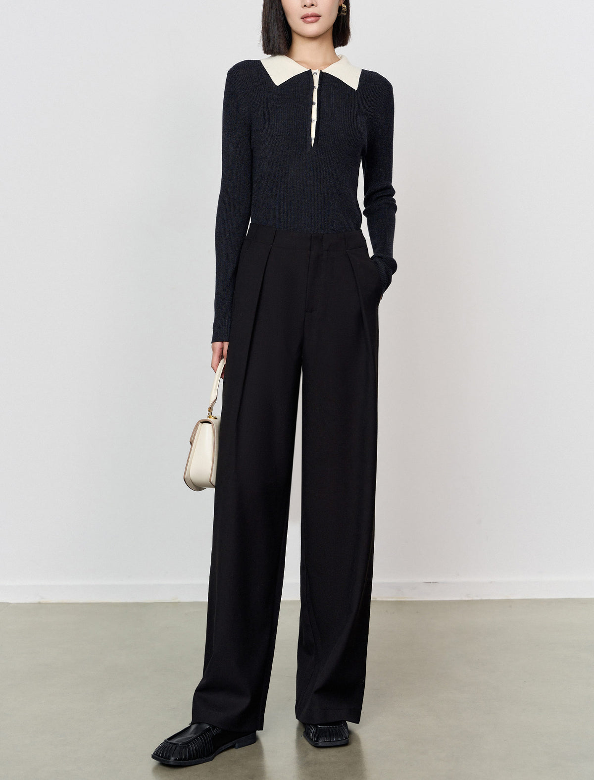 High Waist Wide‑Leg Long Trousers