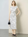 Floral Print Tencel Linen Midi Dress