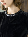 Black Velvet Sequin Midi Dress