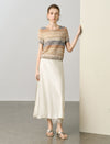 Solid Color Lace Hem Midi Skirt
