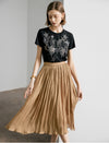 Crinkled Metallic Midi Skirt