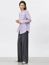 Lilac Mandarin Collar Beaded Trim Blouse