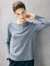 Waffle Texture Half Zip Long Sleeve Top