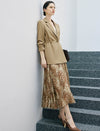 Notched Lapel Drawstring Waist Long Sleeve Jacket