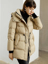 Drawstring Waist Hooded Down Jacket