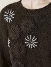 Firework Beading Flower Knit Wool-Blend Sweater