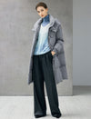 Hooded Quilted Zip-Front Ribbed-Cuff Long Puffer Coat