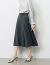 High Waist Grey Flared Midi A-Line Skirt