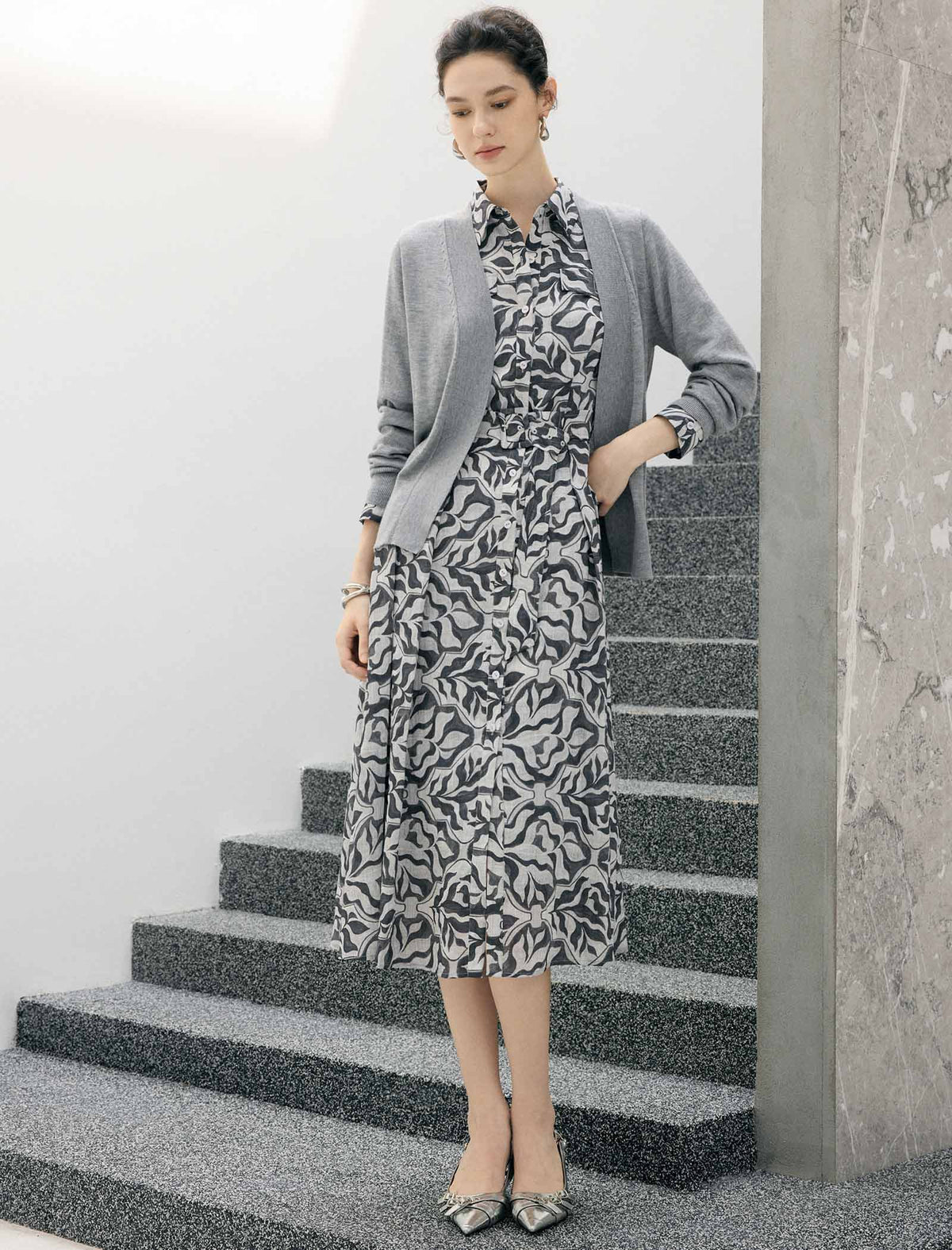 Wool Blend V-Neck Button Cardigan