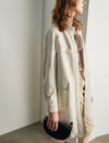 Beige PU Leather Pocket Detail Trench Coat