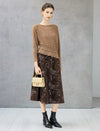 Wool Blend Ruched Boatneck Drop-Shoulder Sweater