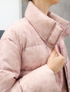 Textured Stand-Collar Zip-Front Pocket Cropped Puffer Jacket