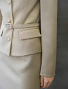 Champagne Textured Belted Blazer