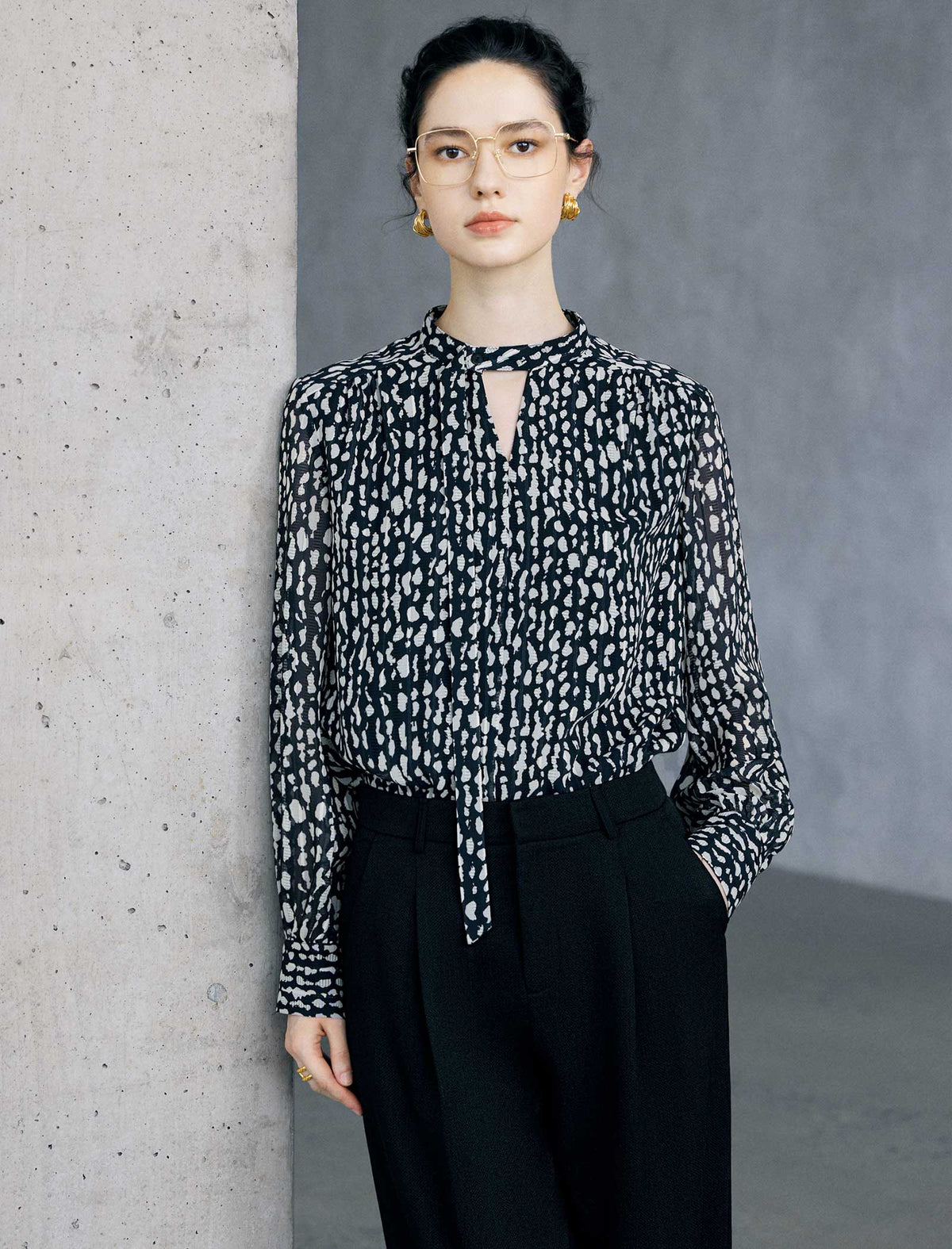 Vintage Polka Dot Long Sleeve Shirt
