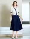 V-Neck Contrast Trim Short Sleeve Knit Cardigan