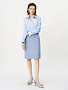 Light Blue Loose Long-Sleeve Professional Shirt