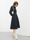 Solid Long Sleeve Pocket A-Line Dress