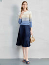 Solid Vintage Pleated A-Line Skirt