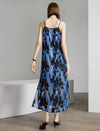 Floral Print Side Slit V-Neck Slip Midi Dress