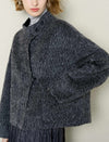 Wool-Alpaca Blend Fuzzy Cropped Jacket