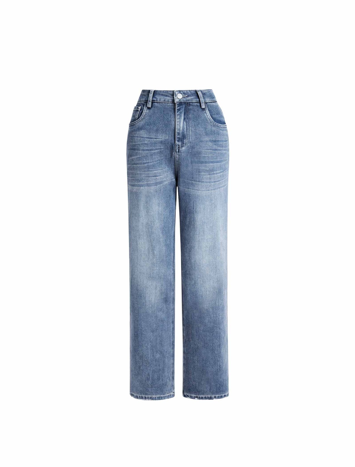 High Waist Stretch Straight Leg Ankle Length Jeans