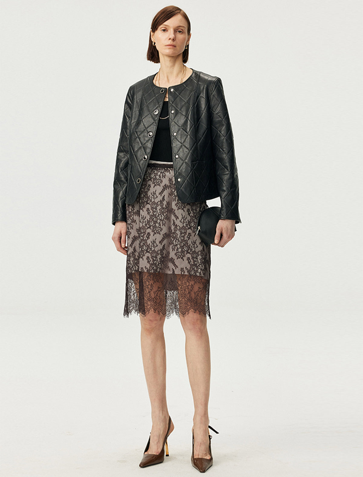 Sheer Lace Midi Skirt