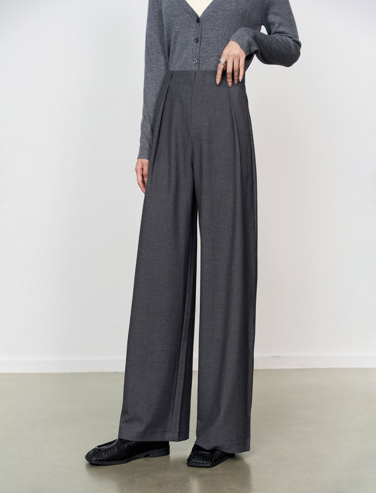 High Waist Wide‑Leg Long Trousers