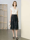 Acetate Satin V-Neck Cap Sleeve Blouse
