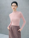 Mock Neck Ribbed Long Sleeve Knit Top