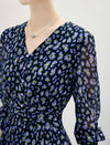 Floral Print V-Neck Long Sleeve Midi Dress