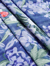 Blue Base Floral Print Pleated Midi Skirt